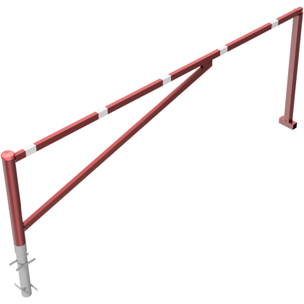 Swing barrier | for casting in concrete, hot-dip galvanized and red coated with white reflecting rings | clear width: 3500 mm | for padlock